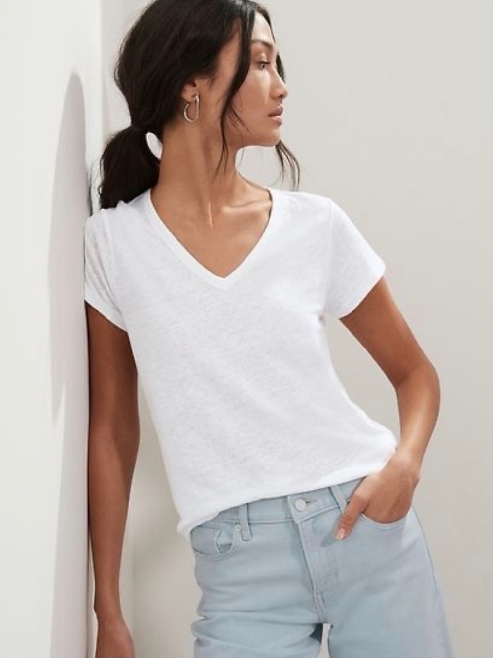 Basic White V-Neck Tee